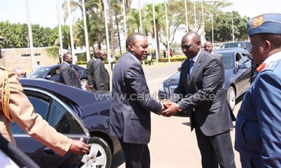 Uhuru is seen off at the JKIA by Deputy President Ruto as he left for Addis Ababa/PPS